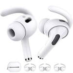 AhaStyle AirPods Pro 2 Ear Hooks【Added Storage Pouch】3 Pairs Anti-Slip Ear Covers Silicone Accessories Compatible with Apple AirPods Pro 2nd Generation 2022 (3 Large, White)