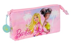 Safta BARBIE PAINTERLY Trousse triple, trousse pour enfant, idéale pour les enfants d'âge scolaire, confortable et polyvalente, qualité et résistance, 22 x 3 x 12 cm, Rose/bleu ciel, M, Décontracté