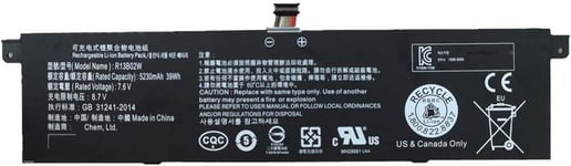 R13B01W R13B02W Batterie d'ordinateur Portable pour Xiaomi Mi Air 13.3"(7.6V 39Wh)