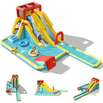 Goplus - Château Gonflable Aquatique avec Piscine,Pistolet d'Eau Toboggan Aquatique pour 3 Enfants 3-10 Ans Jusqu'à 160KG(Slide, sans Souffleur)