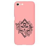 Coque rose Iphone 7 8 et SE 2020 et 2022 chat fleur