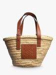 Pre-loved LOEWE Palm Leaf and Calfskin Small Basket Bag, Neutral