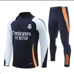 2425 Ny Real Madrid Fotboll Långärmad Halv Dragkedja Vuxen & Barn Träningströja Royal blue 12