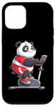 Coque pour iPhone 13 Pro Panda sur vélo d'appartement Gym Fitness Entraînement Sport