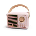 (Pink) Vintage Wireless Speaker Retro Look Portable Support Phone DTS