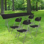 Lot Table Pliante et 4 Chaise Pliante Noires - Table Exterieur et Chaise Pliante Confortable - Table Camping Pliante avec 4 Chaise Pliante Camping