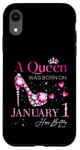 Coque pour iPhone XR A Queen Was Born on Janvier 1, 1er Janvier Anniversaire