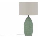 Beliani - Lampe de Table à Poser Déco avec Pied en Céramique Verte et Abat-jour Classique en Tissu Gris E27 Max 40W Éclairage pour Salon ou Chambre