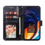 Flip Case for Samsung Galaxy A60, Genuine Leather Case Business Wallet Case with Card Slots, Magnetic Flip Notebook Phone Cover with Kickstand for Samsung Galaxy A60 (Black)