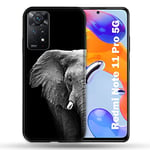 Coque pour Xiaomi Redmi Note 11 Pro / 11 Pro 5G Animal Elephant Noir