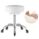 Tabouret roulettes - Portée réglable de 50-62cm,Tabouret roulette d'une capacité de charge allant jusqu'à 180 kg,Tabouret bureau pivotant 360,Bureau Professionnel Usage domestique (Blanc Pure)