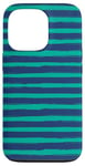 Coque pour iPhone 13 Pro Bleu marine bleu sarcelle rayé girly esthétique Preppy Stripe