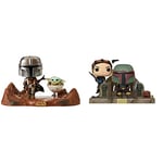 Funko 49930 POP Moment: Mandalorian-Mandalorian & Child Collectible Toy, Multicolour & 58391 POP Moment: Mandalorian- Boba Fett & Fennec Shand Multicolor