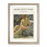 Nude Man On The Rocks By Henry Scott Tuke Exhibition Museum Painting Framed Wall Art Print, Ready to Hang Picture for Living Room Bedroom Home Office Décor, Oak A2 (64 x 46 cm)