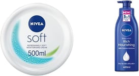 NIVEA Soft Moisturising Cream (500ml), 48H Moisturising Cream for Face, Body and