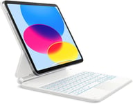 Étui Clavier Pour Ipad 10eme Génération 2022 10,9 Pouces Clavier Avec Pavé Tactile Trackpad Magic Type Keyboard Rétroéclairé Bluetooth Clavier Azerty Pour Ipad 10 Génération 2022 - Blanc