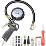 Tlily - Jauge de Pression de Pneu de Voiture 220 psi Gonfleur de Pneu avec Outil de Noyau de Valve Compresseur D'Air pour Voiture VéLo Camion