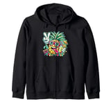 Pineapple Squad Cartoon Street Art Graphic Zip Hoodie