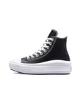 CONVERSE Women's Chuck Taylor All Star Move Platform FOUNDATIONAL Leather Sneaker, 3.5 UK Black/White/White