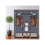 Armoire de Rangement, 15045175 CM-Penderie Portable avec Barre de Suspension, Porte-vêtements Pliable, Vestiaire, Chambre, Salle d'étude,GRIS