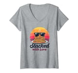 Womens Stacked With Love Pancake Sunglasses Art V-Neck T-Shirt