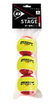 Dunlop Stage 3 Red 3POLYBAG Balle de Tennis Adulte Unisexe, Rouge, Taille Unique