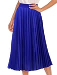 DRESSTELLS Jupe Plissée Femme Longue Taille élastique Jupe Mi-Longue pour Femme RoyalBlue M