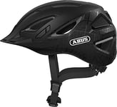 ABUS Casque de ville Urban-I 3.0 - casque de vélo avec feu arrière, visière et fermeture magnétique - pour hommes et femmes - noir à motifs, taille L