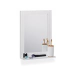 Relaxdays Miroir pour Salle de Bain, pour Le Mur, Support de Rangement, Cadre, rectangulaire, HxLxP: 55x40x12 cm, Blanc