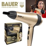 Bauer 2200W TourmaPro Hair Dryer Salon Quality Concentrator Nozzle Pro Salon*