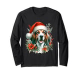 Christmas American English Coonhound Dog Watercolor Artwork Long Sleeve T-Shirt