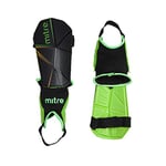 Mitre Delta Ankle Protect Football Shin Pads, Black (Black/Green/Yellow)