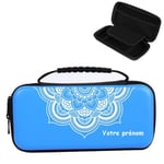 Etui pochette Switch LITE bleu personnalisee prenom mandala blanc