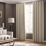 Curtains Faux Linen, Thermal Insulated, 3 Pass 100 % Blackout Eyelet Curtains, (2 Panels) Window Curtains/Panels/Drapes, 168 cm per Panel Width available in 3 drops (Cream, 66 x 54 inch 168 x 137 cm)