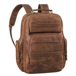 STILORD 'Manon' Grand sac à dos en cuir XL Business Laptop Backpack 11 à 17 Grand sac à dos de travail avec de nombreux compartiments et système de fixation pour trolley, Couleur:marron moyen