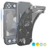 HEYSTOP Case Compatible with Nintendo Switch Lite, Protective TPU Cover Compatible with Nintendo Switch Lite with Switch Lite Tempered Glass Screen Protector and Thumb Stick Caps (Gray Glitter)