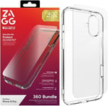 ZAGG InvisibleShield Glass Elite 360 pack Protection d'écran en verre trempé et coque pour iPhone 16 Plus [6.7-pouces], résistant aux chocs et aux rayures, application facile (Transparent)