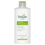 Simple Kind to Skin Purifying Cleansing Lotion Cleanser for Sensitive Skin Gently Removes Makeup and Impurities 200 ml