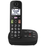 Panasonic Single Cordless Phone with Large Buttons and Answering System - Black