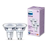 PHILIPS LED Classic Spot Light Bulb 2 Pack [Cool White 4000K - GU10] 50W, Non Dimmable. for Home Indoor Lighting