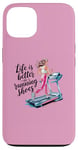 Coque pour iPhone 13 Life is Better in Running Shoes Gym Workout Tapis de course