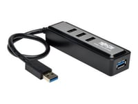 Eaton Tripp Lite Series Portable 4-Port Usb 3.0 Superspeed Mini Hub With Built In Cable - Hubb - 4 X Superspeed Usb 3.0 - Skrivbordsmodell