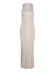 Jersey Halter Neck Maxi Dress Maxiklänning Festklänning Beige Calvin Klein