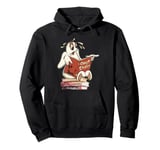 Adorable Ghost Reading Scary Book For Teachers, Librarians Pullover Hoodie