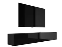 Meuble TV Suspendu, (2 X 100) X 34 X 32 Cm, Noir Mat / Noir Brillant