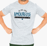 T-SHIRT HOMME J'AI UNE SUPER AMOUREUSE GRIS ET BLEU TAILLE XL NEUF