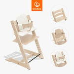 STOKKE® Tripp Trapp® barnstol bok natur inkl. dyna Cream Wheat och Baby Set V2 natur