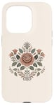 Coque pour iPhone 15 Pro Rose florale botanique, style bohème minimaliste, roses d'amour