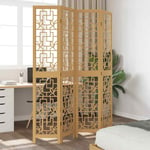 Room Divider 4 Panels Brown Solid Wood Paulownia vidaXL