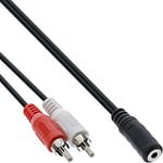 InLine 89940A RCA/Jack Cable, 2x RCA Male to 3.5 mm Jack Socket, 1 m